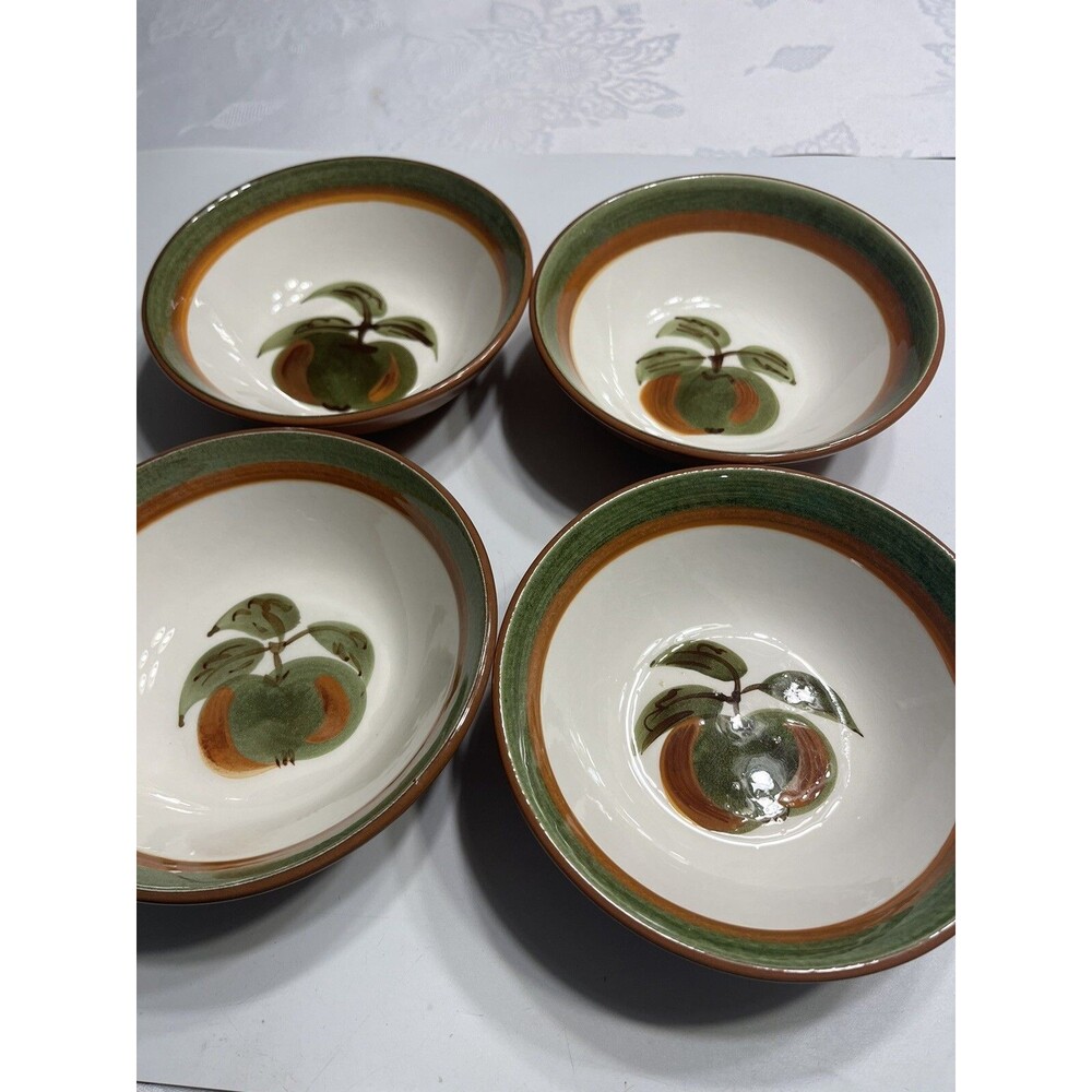 Stangl Orchard Song Custard/Fruit/Berry Bowl 5 5/8” Hand Painted USA Set Of 4